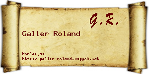 Galler Roland névjegykártya
